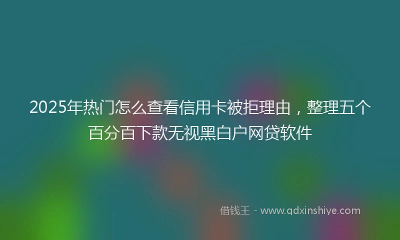 2025年热门怎么查看信用卡被拒理由，整理五个百分百下款无视黑白户网贷软件