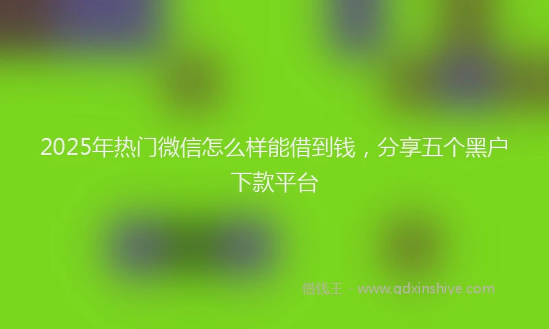 2025年热门微信怎么样能借到钱，分享五个黑户下款平台