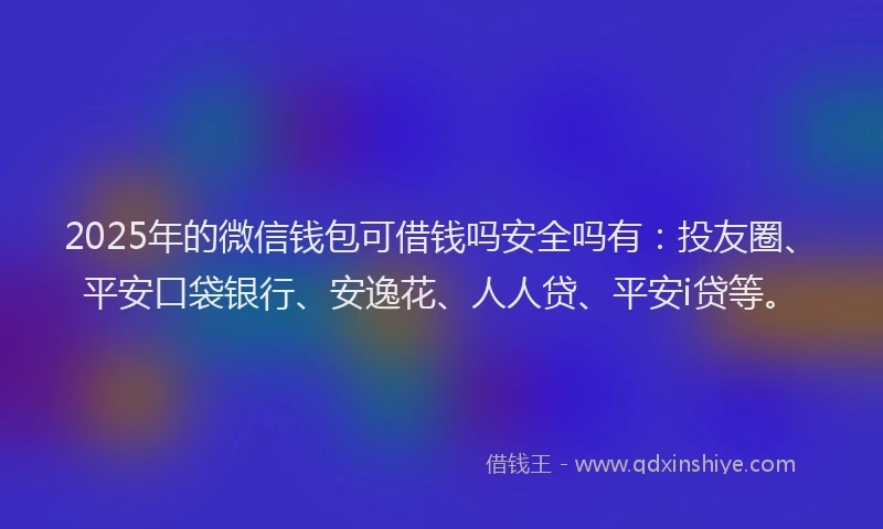 2025年的微信钱包可借钱吗安全吗有：投友圈、平安口袋银行、安逸花、人人贷、平安i贷等。