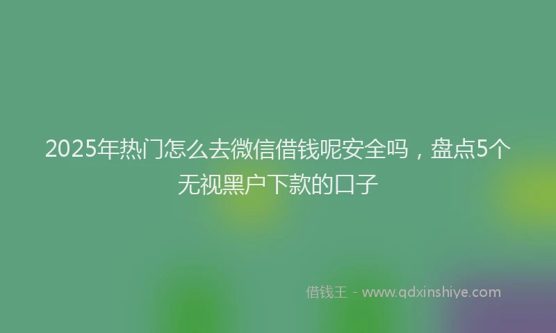 2025年热门怎么去微信借钱呢安全吗，盘点5个无视黑户下款的口子