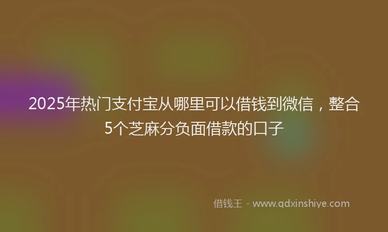2025年热门支付宝从哪里可以借钱到微信，整合5个芝麻分负面借款的口子