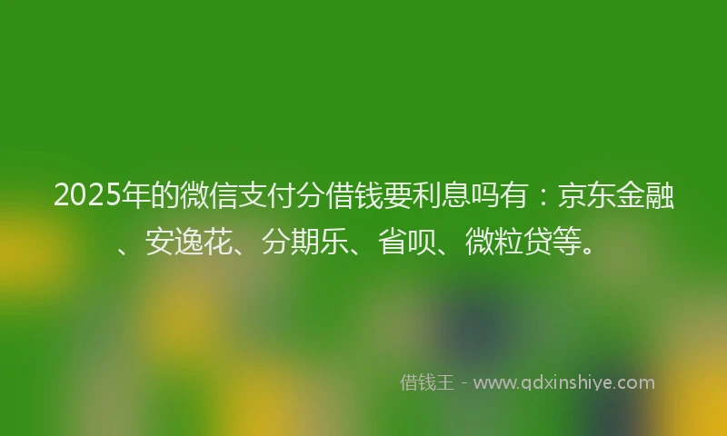 2025年的微信支付分借钱要利息吗有：京东金融、安逸花、分期乐、省呗、微粒贷等。
