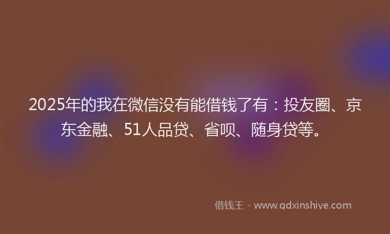 2025年的我在微信没有能借钱了有：投友圈、京东金融、51人品贷、省呗、随身贷等。
