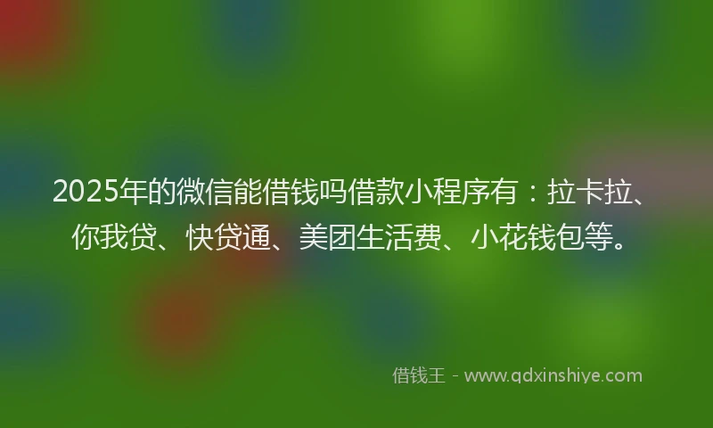2025年的微信能借钱吗借款小程序有：拉卡拉、你我贷、快贷通、美团生活费、小花钱包等。