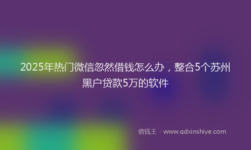 2025年热门微信忽然借钱怎么办，整合5个苏州黑户贷款5万的软件
