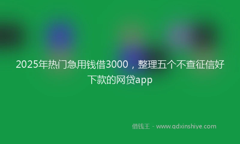 2025年热门急用钱借3000，整理五个不查征信好下款的网贷app