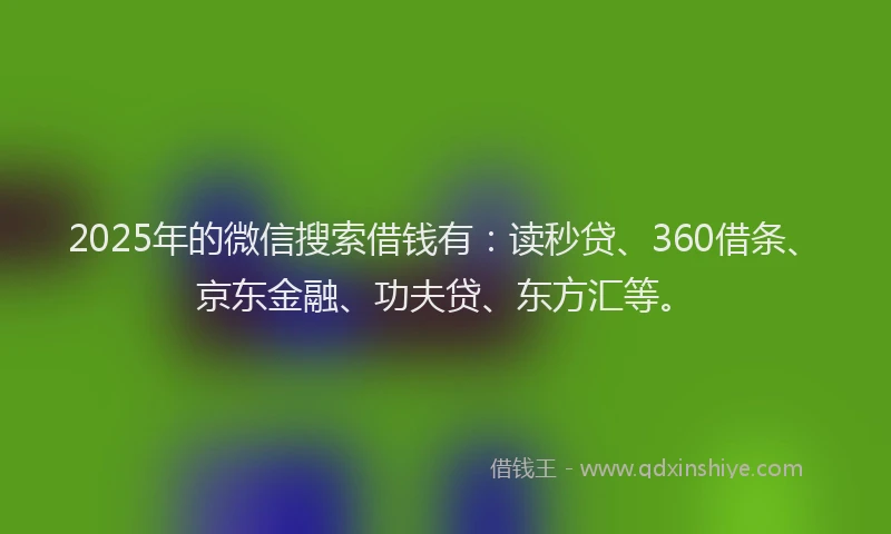 2025年的微信搜索借钱有：读秒贷、360借条、京东金融、功夫贷、东方汇等。