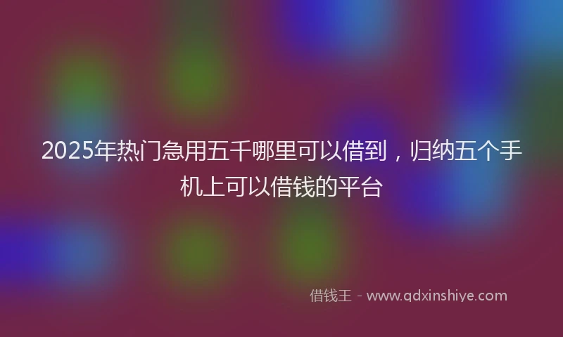2025年热门急用五千哪里可以借到，归纳五个手机上可以借钱的平台