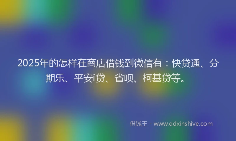 2025年的怎样在商店借钱到微信有：快贷通、分期乐、平安i贷、省呗、柯基贷等。