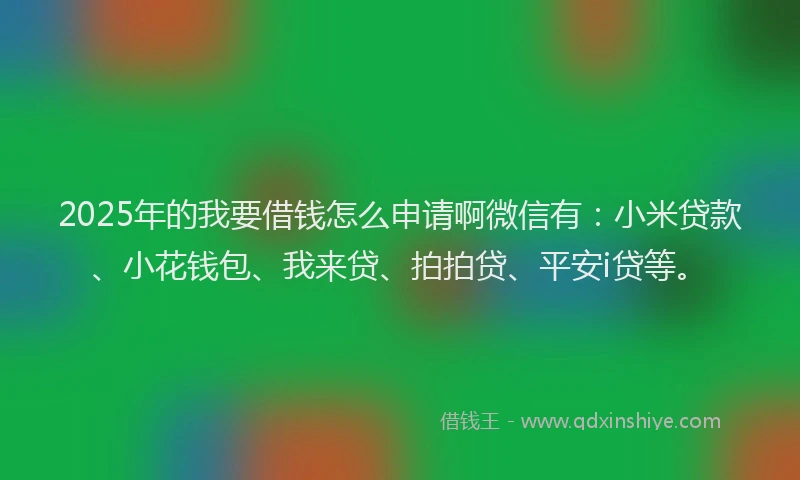 2025年的我要借钱怎么申请啊微信有：小米贷款、小花钱包、我来贷、拍拍贷、平安i贷等。