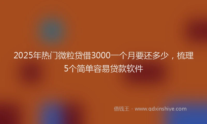 2025年热门微粒贷借3000一个月要还多少，梳理5个简单容易贷款软件