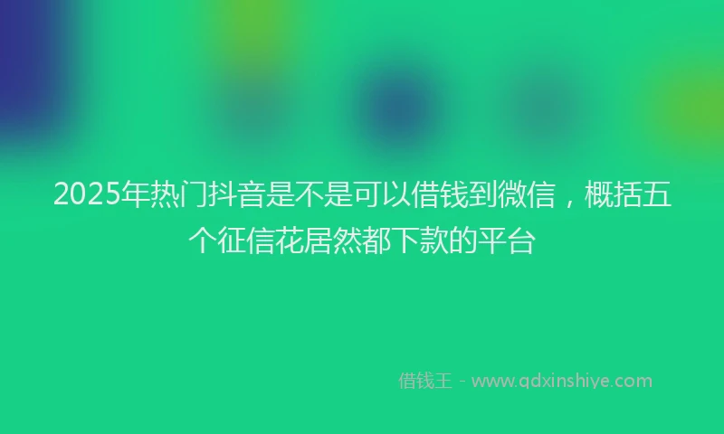 2025年热门抖音是不是可以借钱到微信，概括五个征信花居然都下款的平台