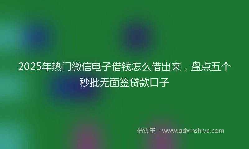 2025年热门微信电子借钱怎么借出来，盘点五个秒批无面签贷款口子