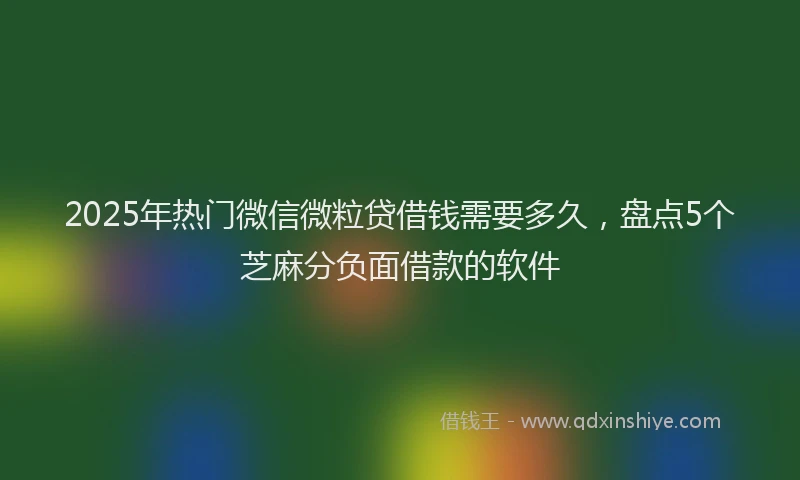 2025年热门微信微粒贷借钱需要多久，盘点5个芝麻分负面借款的软件