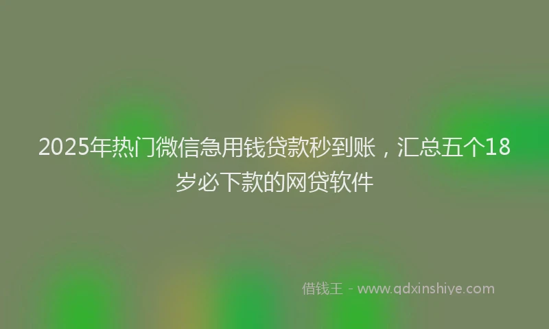 2025年热门微信急用钱贷款秒到账，汇总五个18岁必下款的网贷软件