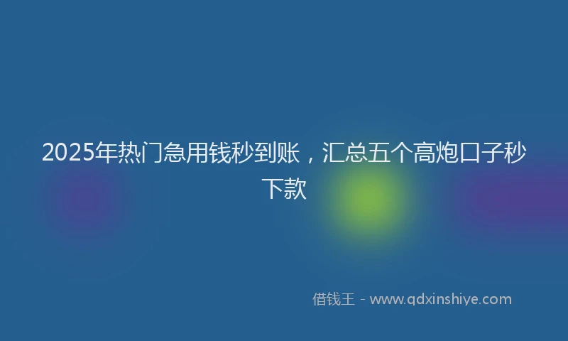 2025年热门急用钱秒到账，汇总五个高炮口子秒下款