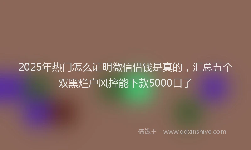 2025年热门怎么证明微信借钱是真的，汇总五个双黑烂户风控能下款5000口子