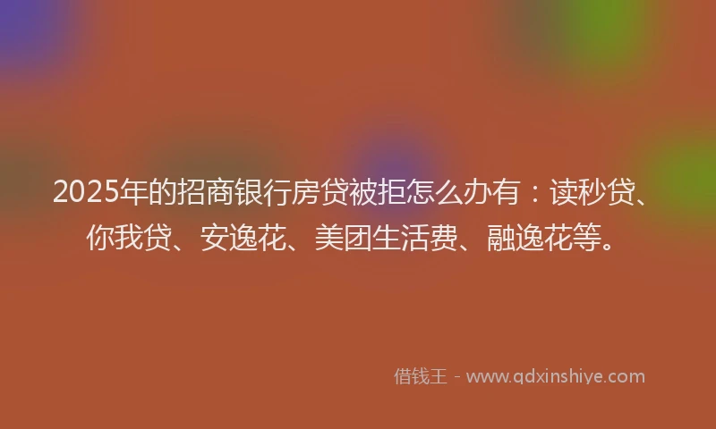 2025年的招商银行房贷被拒怎么办有：读秒贷、你我贷、安逸花、美团生活费、融逸花等。