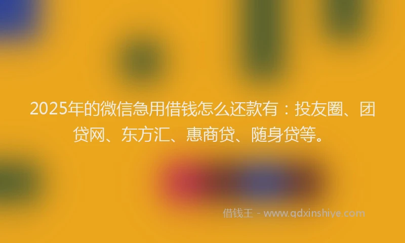 2025年的微信急用借钱怎么还款有：投友圈、团贷网、东方汇、惠商贷、随身贷等。