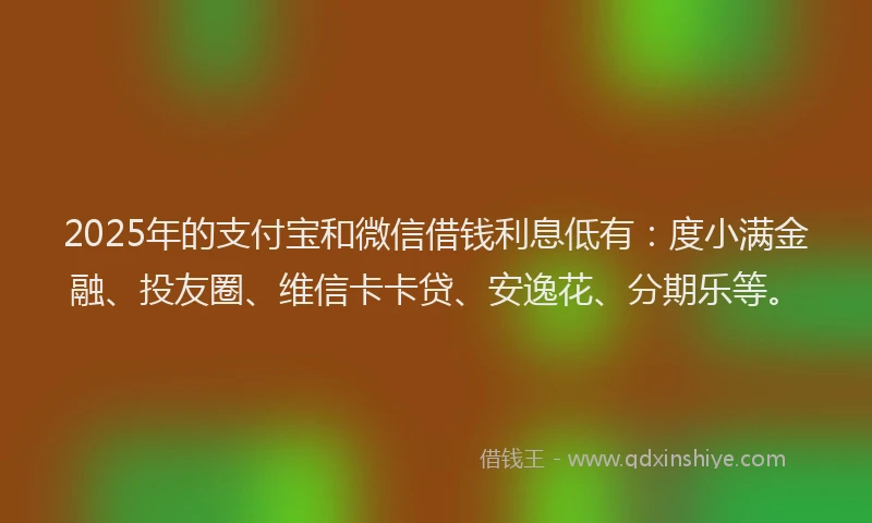2025年的支付宝和微信借钱利息低有：度小满金融、投友圈、维信卡卡贷、安逸花、分期乐等。