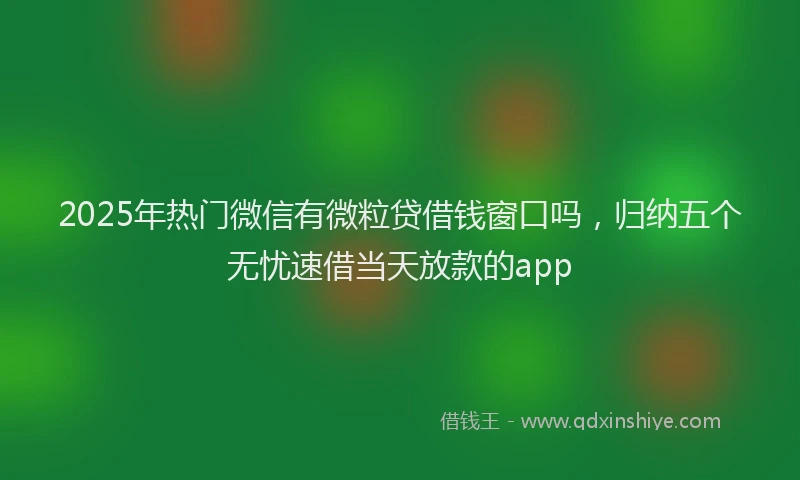 2025年热门微信有微粒贷借钱窗口吗，归纳五个无忧速借当天放款的app