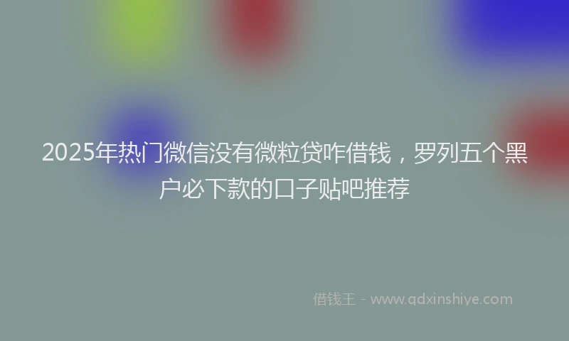 2025年热门微信没有微粒贷咋借钱，罗列五个黑户必下款的口子贴吧推荐
