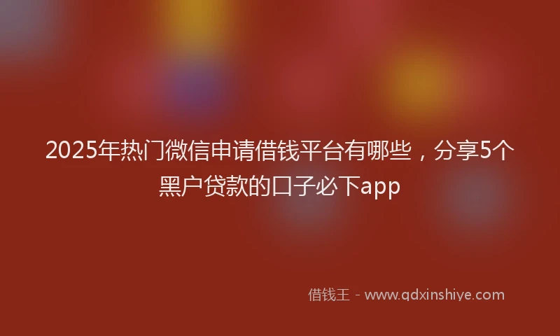 2025年热门微信申请借钱平台有哪些，分享5个黑户贷款的口子必下app