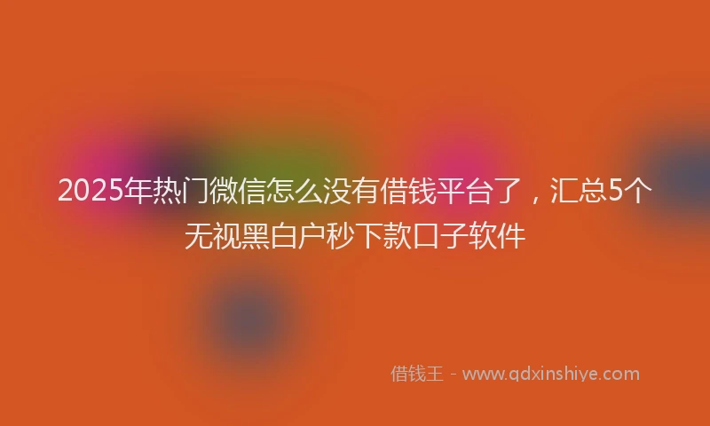 2025年热门微信怎么没有借钱平台了，汇总5个无视黑白户秒下款口子软件