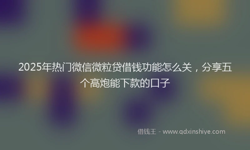 2025年热门微信微粒贷借钱功能怎么关，分享五个高炮能下款的口子