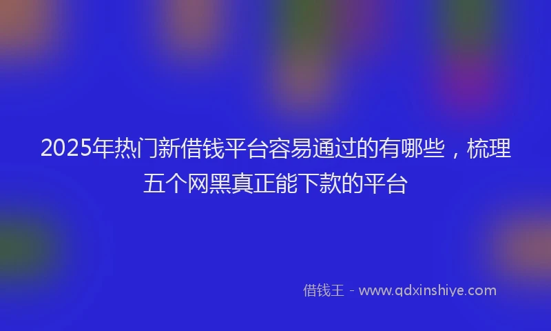 2025年热门新借钱平台容易通过的有哪些，梳理五个网黑真正能下款的平台