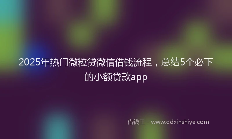 2025年热门微粒贷微信借钱流程，总结5个必下的小额贷款app
