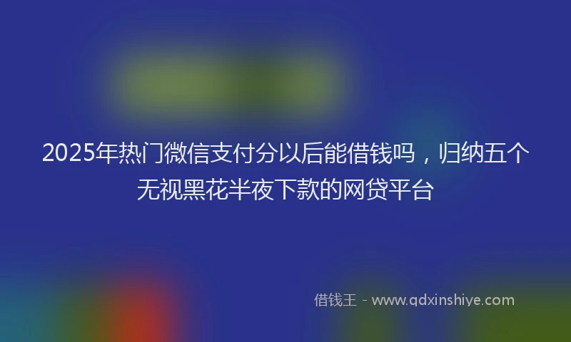 2025年热门微信支付分以后能借钱吗，归纳五个无视黑花半夜下款的网贷平台