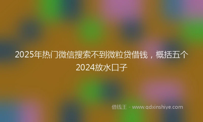 2025年热门微信搜索不到微粒贷借钱，概括五个2024放水口子