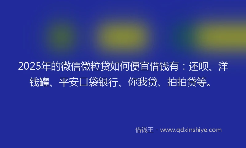 2025年的微信微粒贷如何便宜借钱有：还呗、洋钱罐、平安口袋银行、你我贷、拍拍贷等。