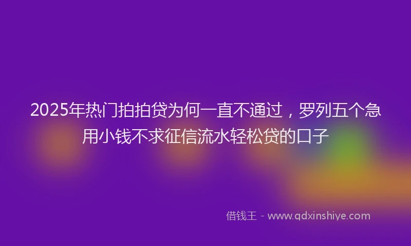 2025年热门拍拍贷为何一直不通过，罗列五个急用小钱不求征信流水轻松贷的口子