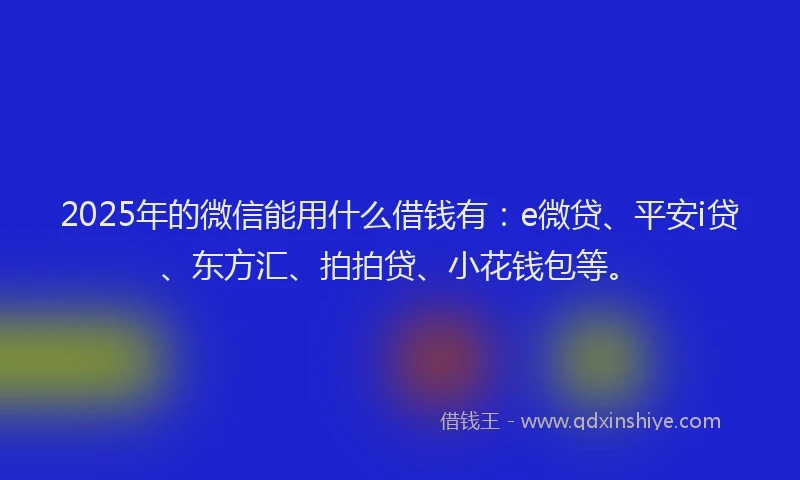 2025年的微信能用什么借钱有：e微贷、平安i贷、东方汇、拍拍贷、小花钱包等。