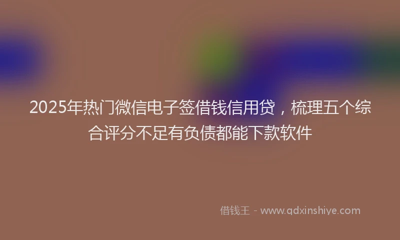 2025年热门微信电子签借钱信用贷，梳理五个综合评分不足有负债都能下款软件