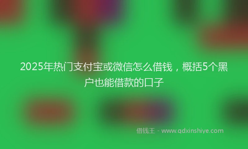 2025年热门支付宝或微信怎么借钱，概括5个黑户也能借款的口子