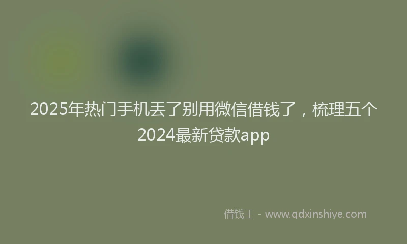 2025年热门手机丢了别用微信借钱了，梳理五个2024最新贷款app