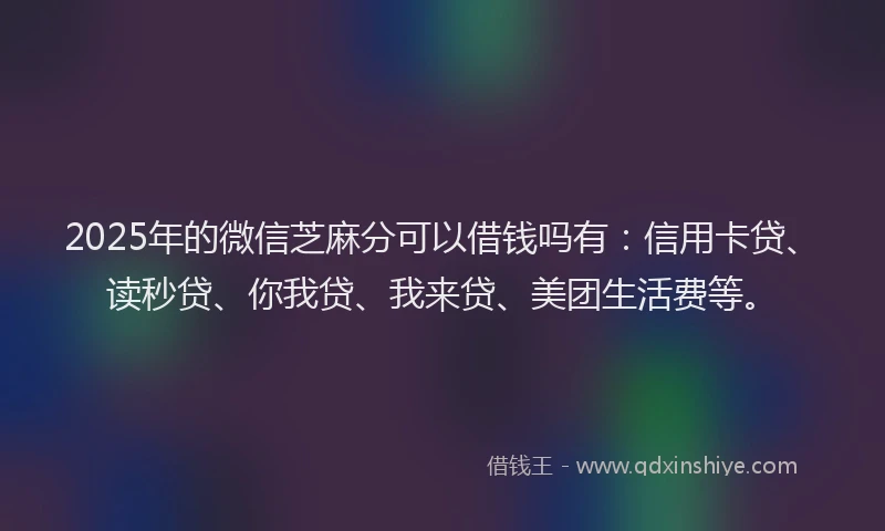 2025年的微信芝麻分可以借钱吗有：信用卡贷、读秒贷、你我贷、我来贷、美团生活费等。