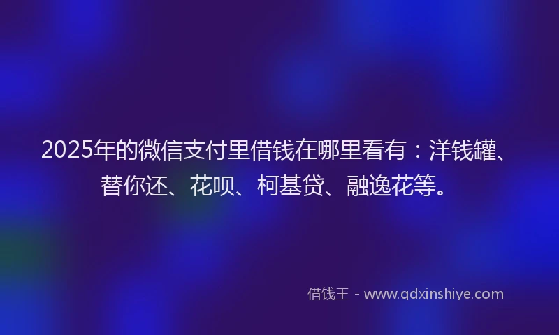 2025年的微信支付里借钱在哪里看有：洋钱罐、替你还、花呗、柯基贷、融逸花等。