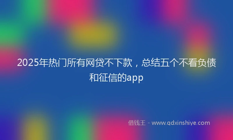2025年热门所有网贷不下款，总结五个不看负债和征信的app