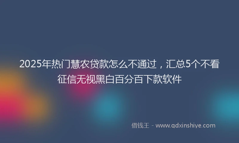 2025年热门慧农贷款怎么不通过，汇总5个不看征信无视黑白百分百下款软件