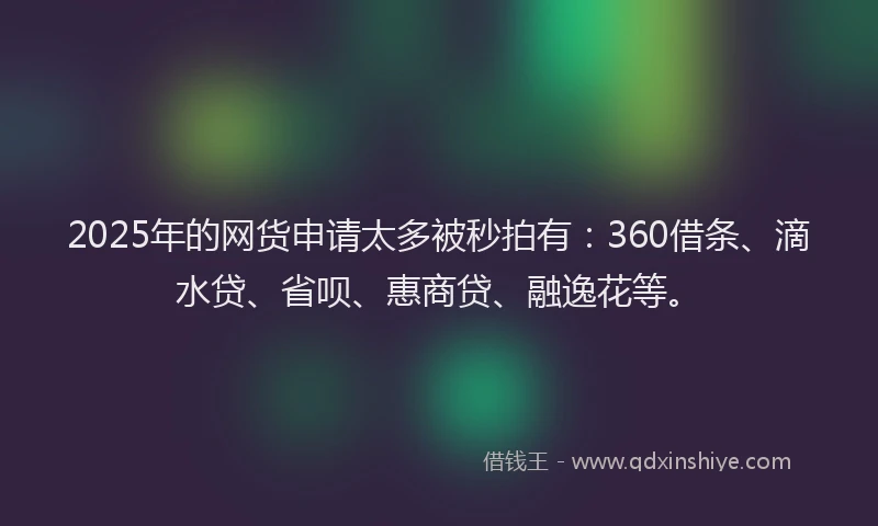 2025年的网货申请太多被秒拍有：360借条、滴水贷、省呗、惠商贷、融逸花等。