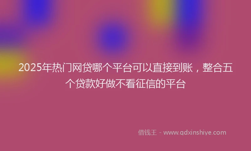 2025年热门网贷哪个平台可以直接到账，整合五个贷款好做不看征信的平台