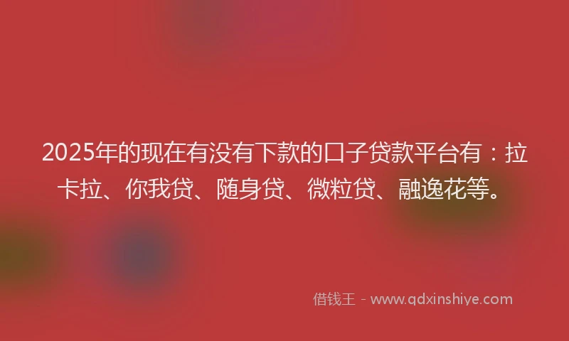2025年的现在有没有下款的口子贷款平台有：拉卡拉、你我贷、随身贷、微粒贷、融逸花等。