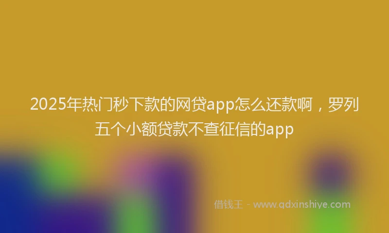 2025年热门秒下款的网贷app怎么还款啊，罗列五个小额贷款不查征信的app