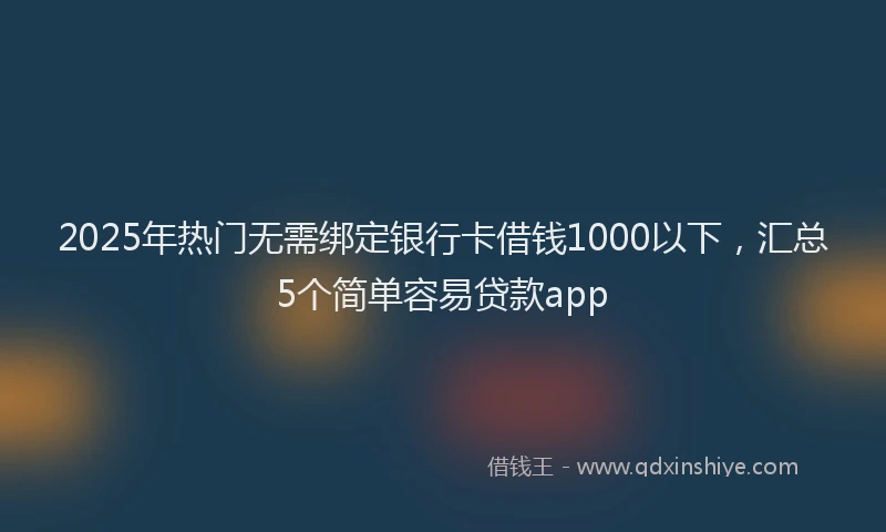 2025年热门无需绑定银行卡借钱1000以下，汇总5个简单容易贷款app