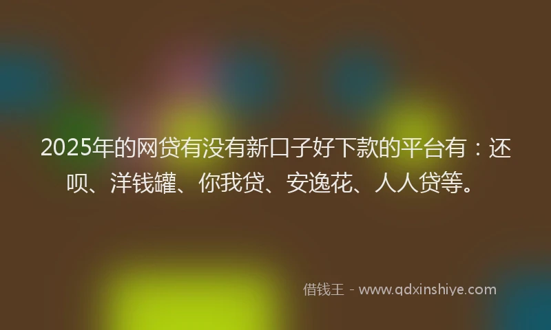 2025年的网贷有没有新口子好下款的平台有：还呗、洋钱罐、你我贷、安逸花、人人贷等。