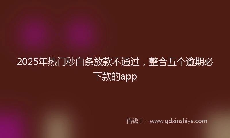 2025年热门秒白条放款不通过，整合五个逾期必下款的app
